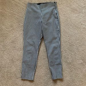 Old Navy Black and White Gingham High-Waisted Side Zip Ankle Pants